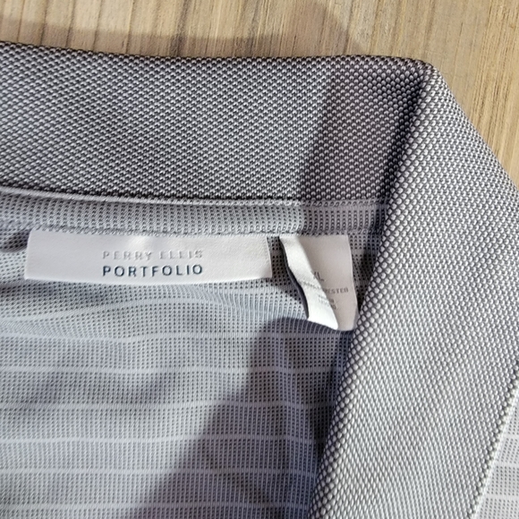 Perry Ellis Travel Lux Mens Size XL  Gray Striped Golf Polo NWT - Picture 5 of 7